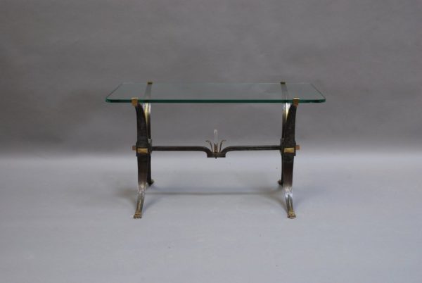 French Wrought Iron and Brass Coffee Table - Image 9