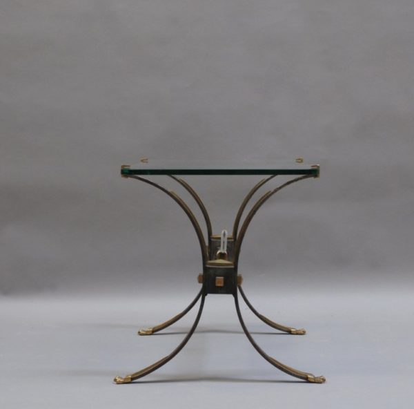 French Wrought Iron and Brass Coffee Table - Image 3