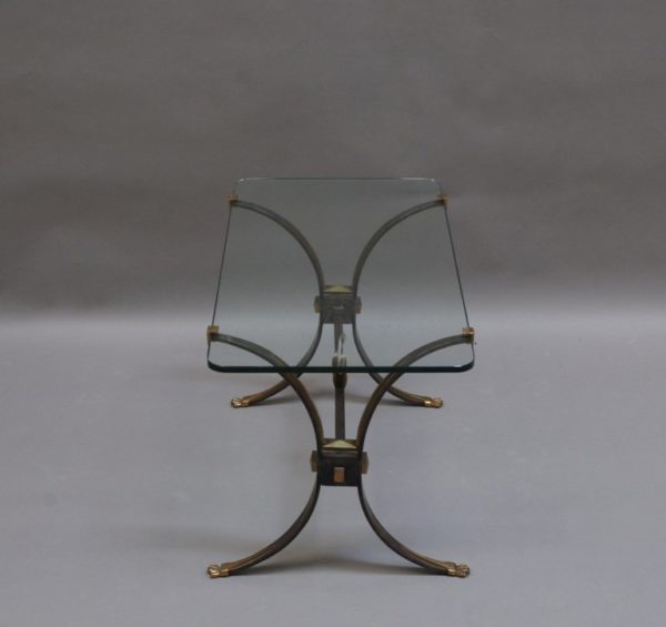 French Wrought Iron and Brass Coffee Table - Image 7