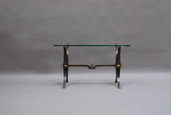 French Wrought Iron and Brass Coffee Table - Image 8