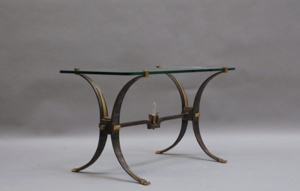 French Wrought Iron and Brass Coffee Table - Image 2