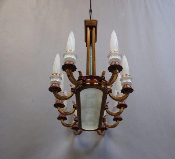 A Fine Large French 1950s Brass and Glass Chandelier - Image 7