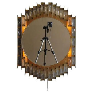 Fine French 1970s Metal and Glass Illuminated Mirror