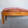 Unusual French Pine and Leather 1940s Bench