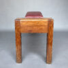 Unusual French Pine and Leather 1940s Bench