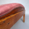 Unusual French Pine and Leather 1940s Bench