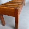 Unusual French Pine and Leather 1940s Bench