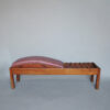 Unusual French Pine and Leather 1940s Bench