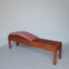 Unusual French Pine and Leather 1940s Bench