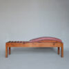 Unusual French Pine and Leather 1940s Bench