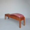 Unusual French Pine and Leather 1940s Bench