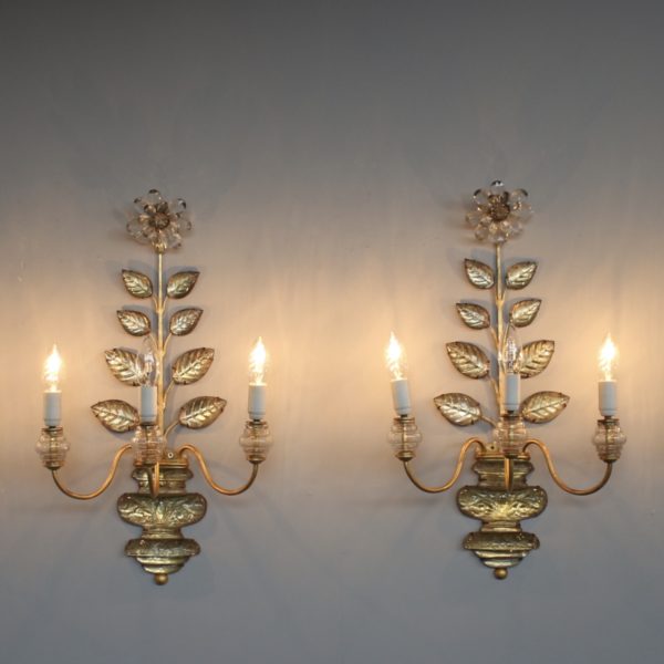 A pair of Fine French 1950's Sconces by Bagues - Image 3