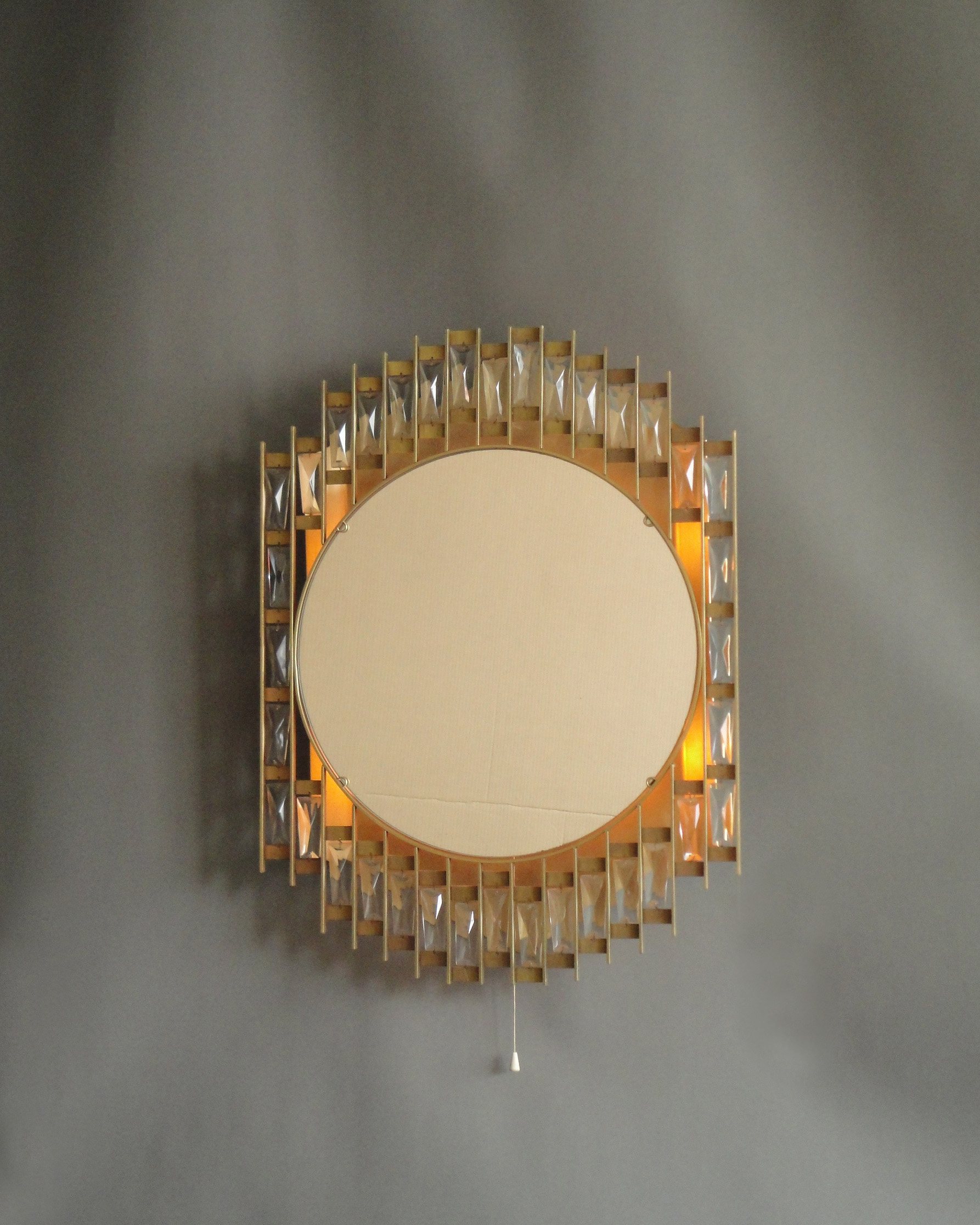 Fine French 1970s Metal and Glass Illuminated Mirror - Image 3