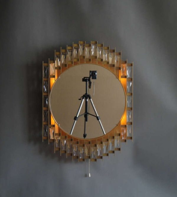 Fine French 1970s Metal and Glass Illuminated Mirror - Image 8