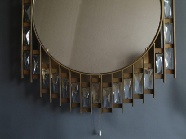 Fine French 1970s Metal and Glass Illuminated Mirror - Image 4