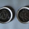 Cerenne, Vallauris, Set of 9 Black Ceramic Dishes with Nude Decor.