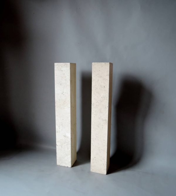 A Pair of French Art Deco Travertine Pedestals in the Manner of Marc du Plantier - Image 2