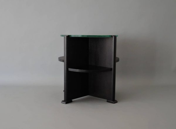 French Art Deco Ebonized Oak and St. Gobain Slab Glass Top Gueridon - Image 2