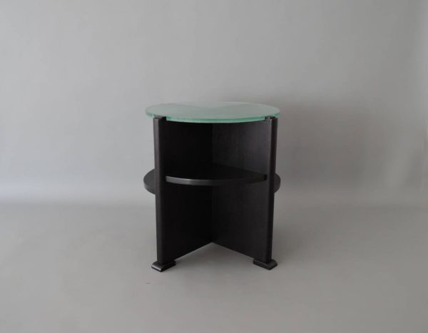 French Art Deco Ebonized Oak and St. Gobain Slab Glass Top Gueridon - Image 5