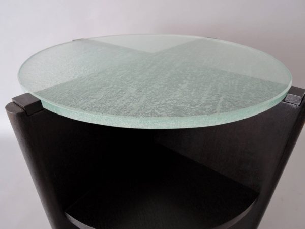 French Art Deco Ebonized Oak and St. Gobain Slab Glass Top Gueridon - Image 7