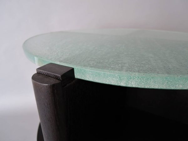 French Art Deco Ebonized Oak and St. Gobain Slab Glass Top Gueridon - Image 10