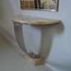 A Fine French Art Deco Hammered Metal and Marble Console Table with Mirror