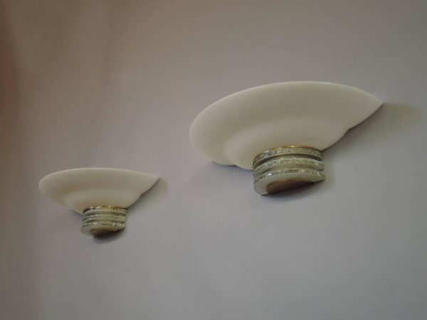 Pair of Fine French Art Deco Glass and Brass Sconces by Jean Perzel - Image 3