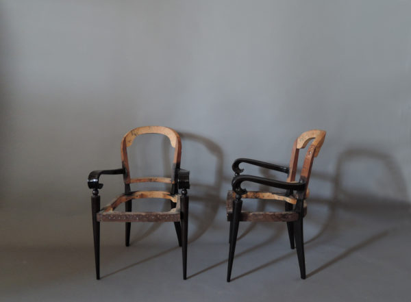 A Pair of Fine French Art Deco Ebonized Mahogany Arm Chairs by Maxime Old - Image 8