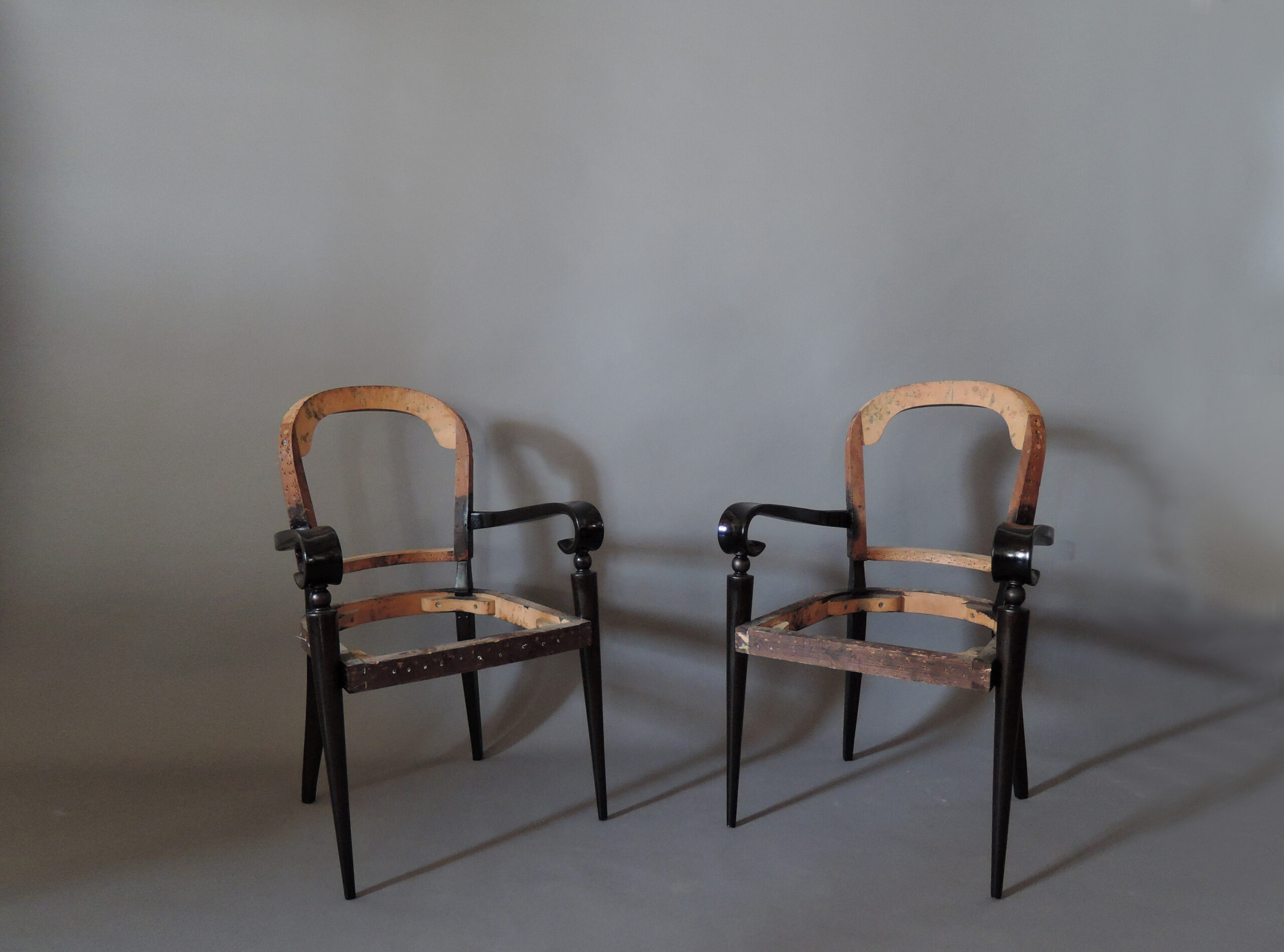 A Pair of Fine French Art Deco Ebonized Mahogany Arm Chairs by Maxime Old - Image 6