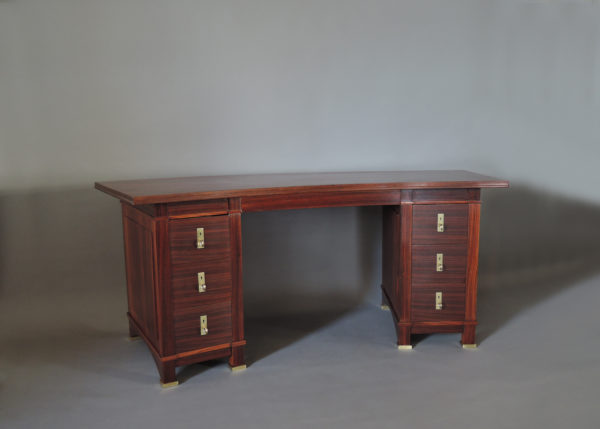 A Fine French Art Deco Palisander Pedestal Desk with Bronze Details - Image 2