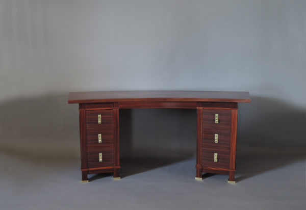 A Fine French Art Deco Palisander Pedestal Desk with Bronze Details - Image 3