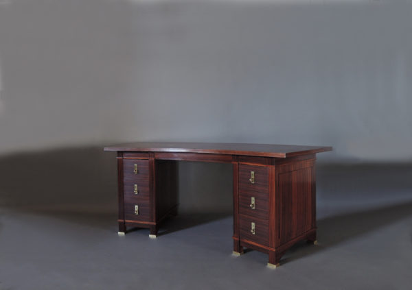 A Fine French Art Deco Palisander Pedestal Desk with Bronze Details - Image 4