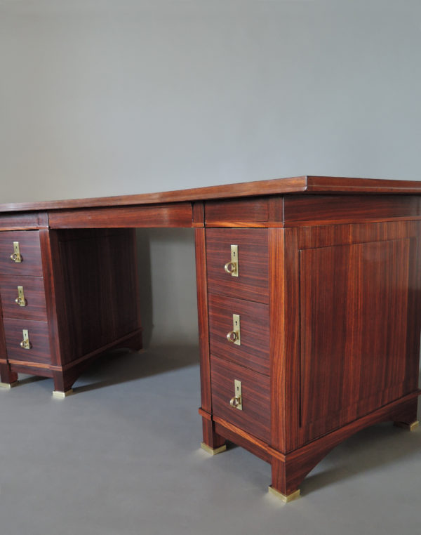 A Fine French Art Deco Palisander Pedestal Desk with Bronze Details - Image 6