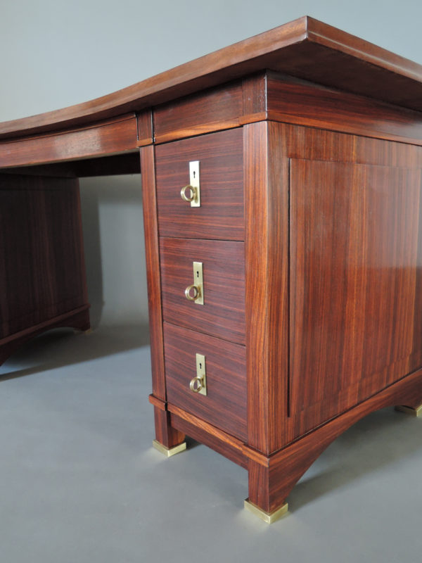 A Fine French Art Deco Palisander Pedestal Desk with Bronze Details - Image 7