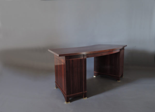 A Fine French Art Deco Palisander Pedestal Desk with Bronze Details - Image 12