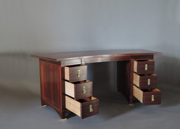 A Fine French Art Deco Palisander Pedestal Desk with Bronze Details - Image 16