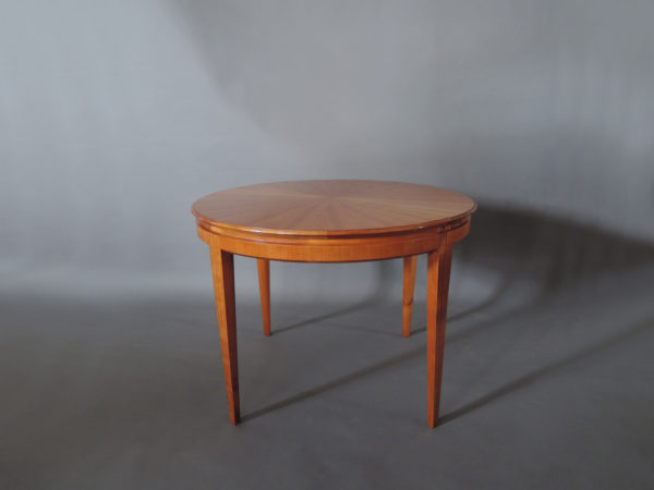 French 1950's Cherry Round Dining Table Divisible in 2 Demi Lune Tables - Image 4