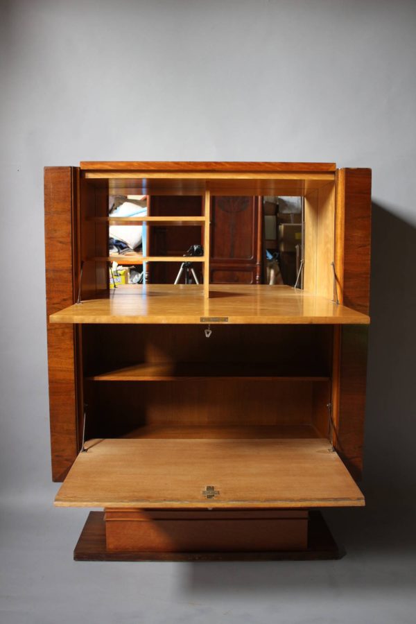 Fine Art Deco Satinwood and Walnut Secretaire or Bar by De Coene - Image 2