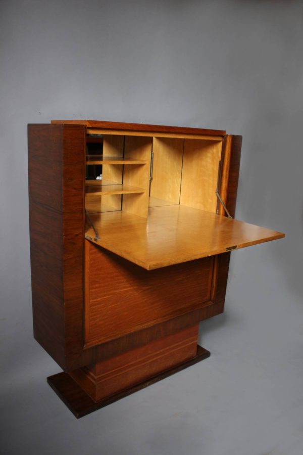 Fine Art Deco Satinwood and Walnut Secretaire or Bar by De Coene - Image 5