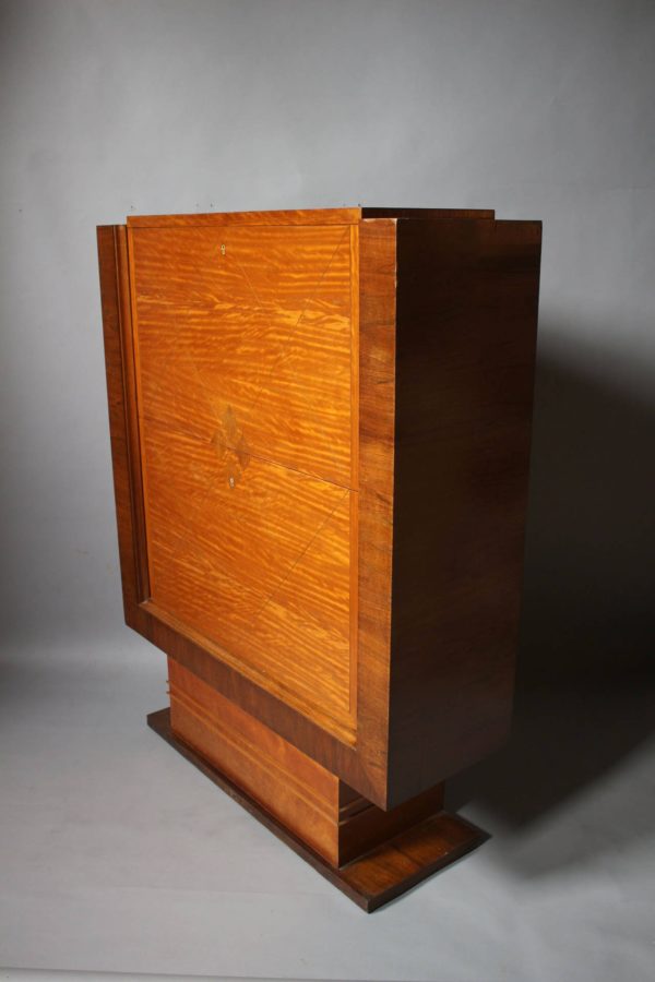 Fine Art Deco Satinwood and Walnut Secretaire or Bar by De Coene - Image 9