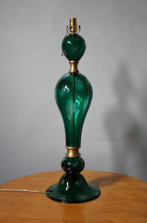 Large Original 1970s Hand Blown Glass and Brass Murano Table Lamp - Image 2