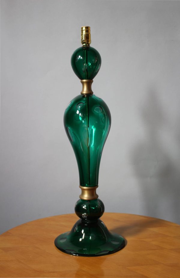 Large Original 1970s Hand Blown Glass and Brass Murano Table Lamp - Image 3