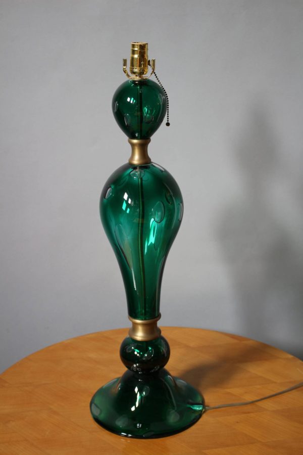 Large Original 1970s Hand Blown Glass and Brass Murano Table Lamp - Image 4