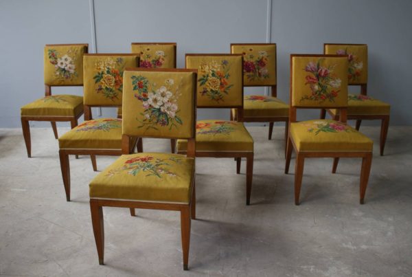 A Set of 10 Fine French Art Deco Chairs by Lucien Rollin (8 Side and 2 arm) - Image 2