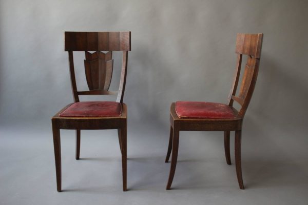 Rare French Art Deco Walnut Dining Room Set by Jean-Charles Moreux - Image 9