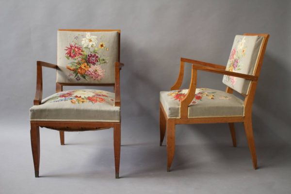 A Set of 10 Fine French Art Deco Chairs by Lucien Rollin (8 Side and 2 arm) - Image 18