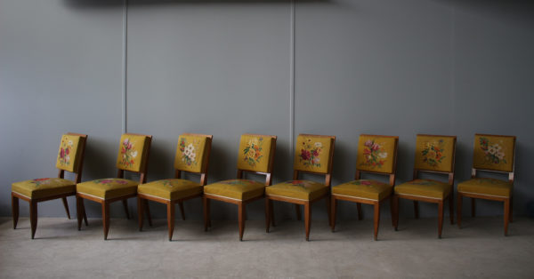 A Set of 10 Fine French Art Deco Chairs by Lucien Rollin (8 Side and 2 arm) - Image 19