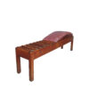 Unusual French Pine and Leather 1940s Bench