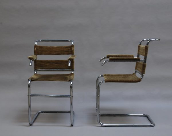 Set of Four French 1940s Tubular, Chrome Frame Chairs - Image 4