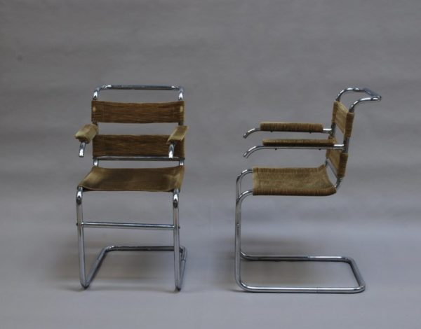 Set of Four French 1940s Tubular, Chrome Frame Chairs - Image 7